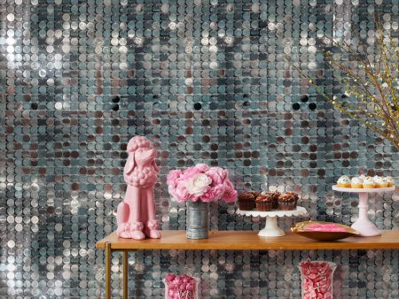 Barbie™ Sequin  Wallpaper by Barbie™ - Silver on Silver Mylar Discount