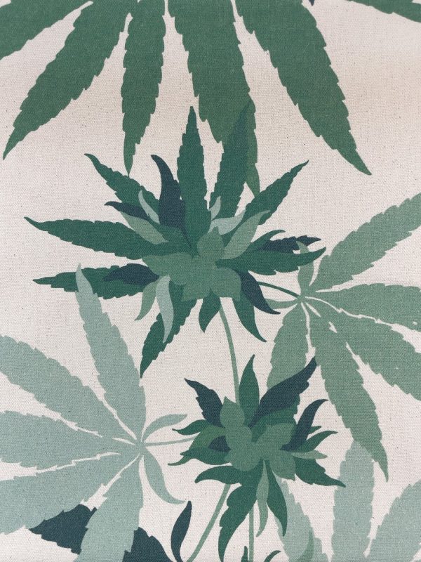 Fabric by the Yard - Cannabis - Natural on Linen For Sale