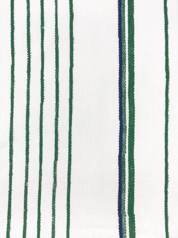 Fabric by the Yard - Two Tone Stripe - Green & Blue on Linen For Discount