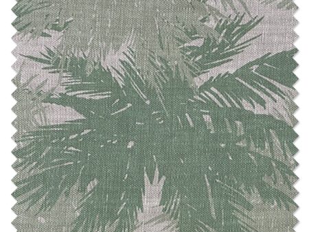 Fabric by the Yard - Palm Shuffle - Green on Flax Linen Online Sale