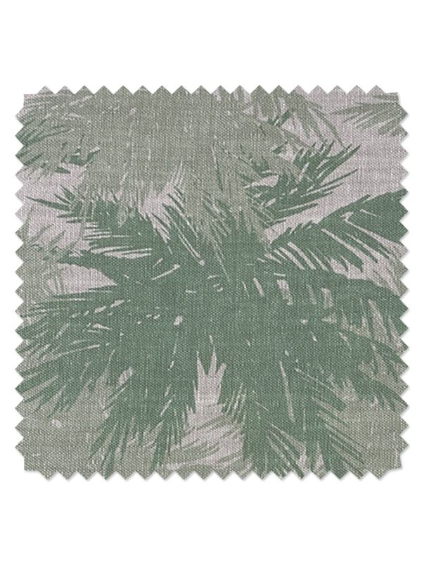 Fabric by the Yard - Palm Shuffle - Green on Flax Linen Online Sale