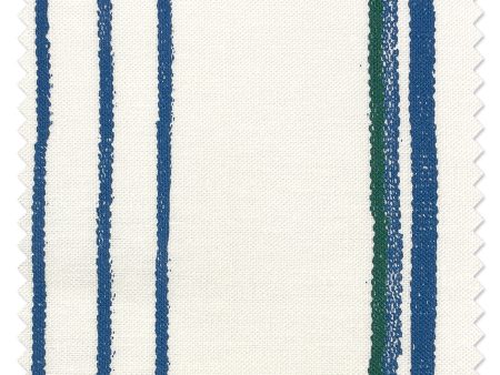 Fabric by the Yard - Two Tone Stripe - Sea Green on Linen Supply