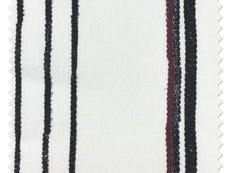 Fabric by the Yard - Two Tone Stripe - Black & Burgundy on Linen For Cheap