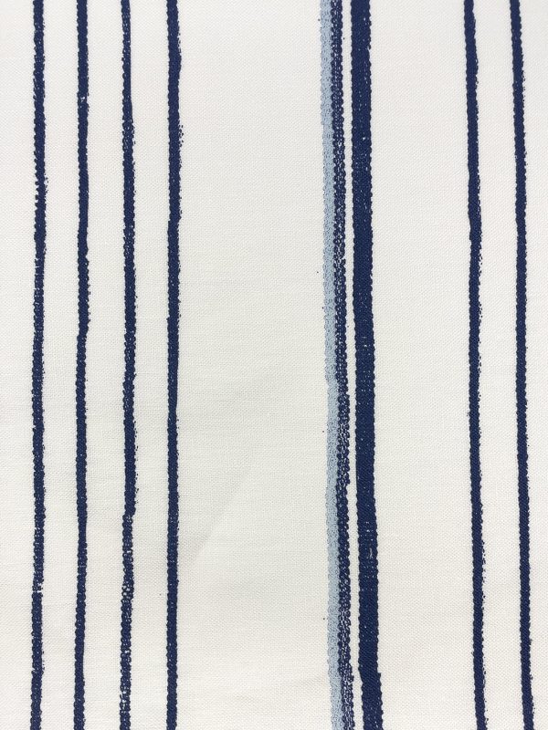 Fabric by the Yard - Two Tone Stripe - Navy & Sky on Linen For Cheap