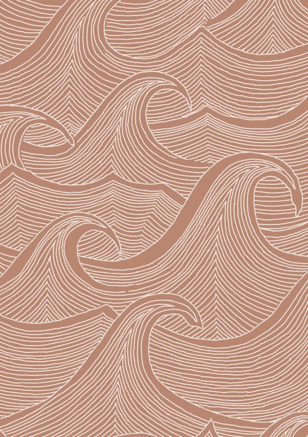 Waves Two Tone  Wallpaper by Lingua Franca - Clay For Sale