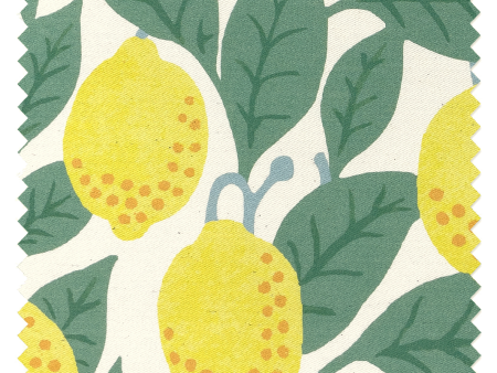 Fabric by the Yard - Lemons - Natural on Organic Twill Cheap