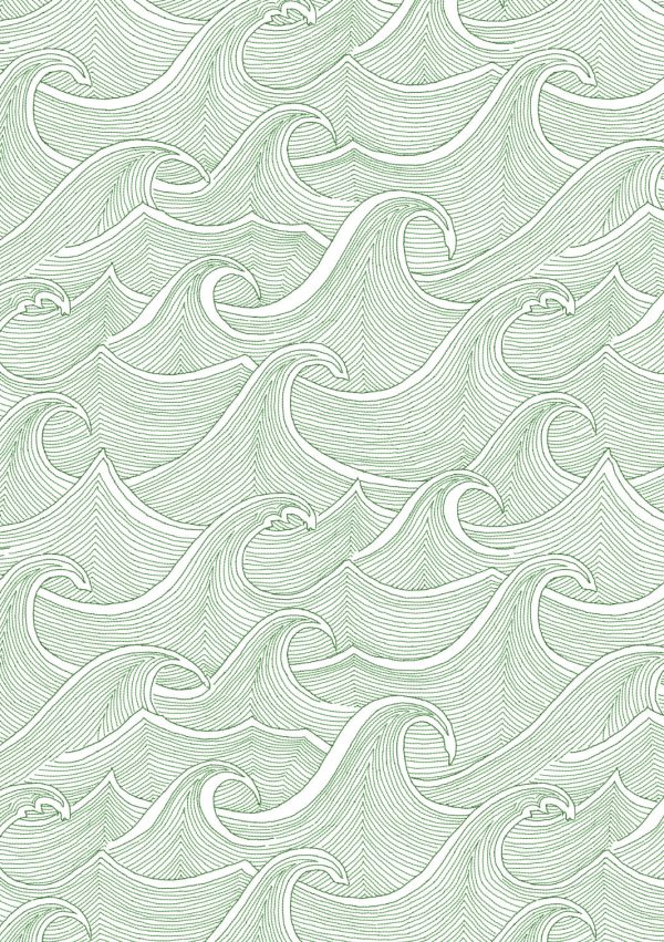 Waves  Wallpaper by Lingua Franca - Green on White Cheap