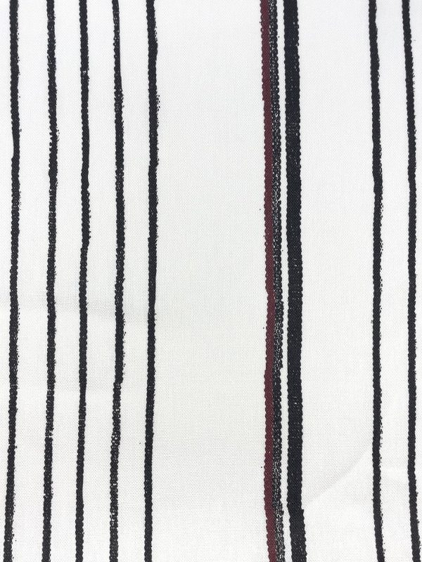 Fabric by the Yard - Two Tone Stripe - Black & Burgundy on Flax Linen Hot on Sale