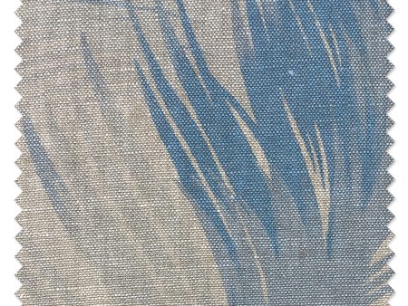 Fabric by the Yard - Belafonte Palm - Blue on Flax Linen For Discount