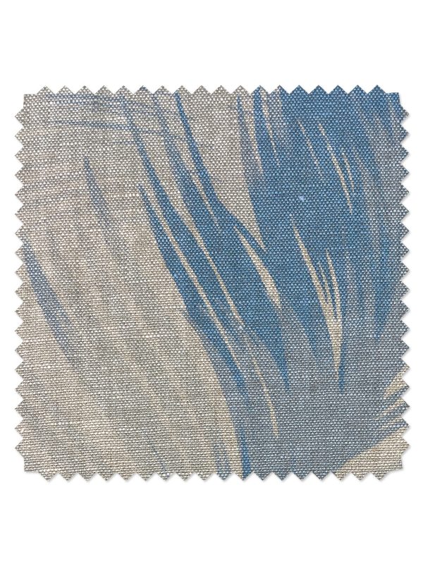 Fabric by the Yard - Belafonte Palm - Blue on Flax Linen For Discount