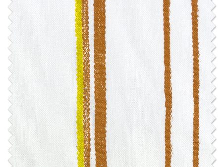 Fabric by the Yard - Two Tone Stripe - Terracotta & Daffodil on Linen Cheap