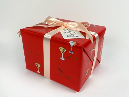 Martini  Gift Wrap by Carly Beck - Red on Sale