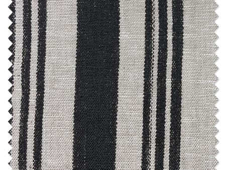 Fabric by the Yard - Painted Stripes - Black on Flax Linen Hot on Sale