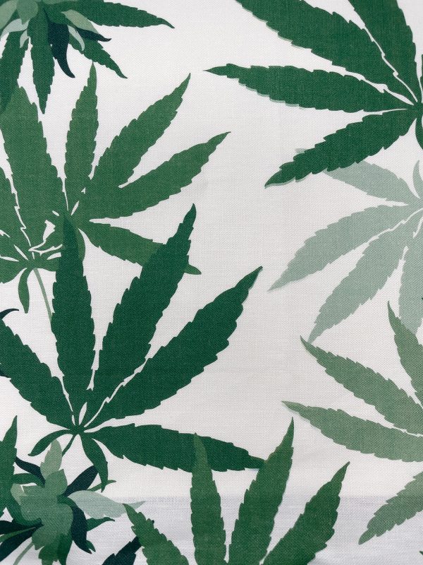 Fabric by the Yard - Cannabis - Natural on Linen For Sale