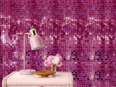 Barbie™ Sequin  Wallpaper by Barbie™ - Barbie Pink on Silver Mylar Supply