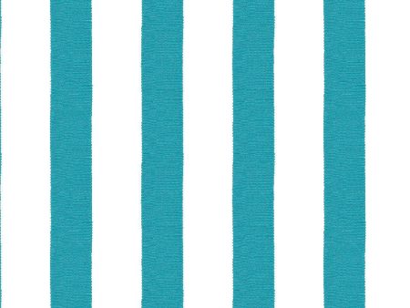 Grosgrain Stripe on White  Wallpaper by Sarah Jessica Parker - Teal For Discount