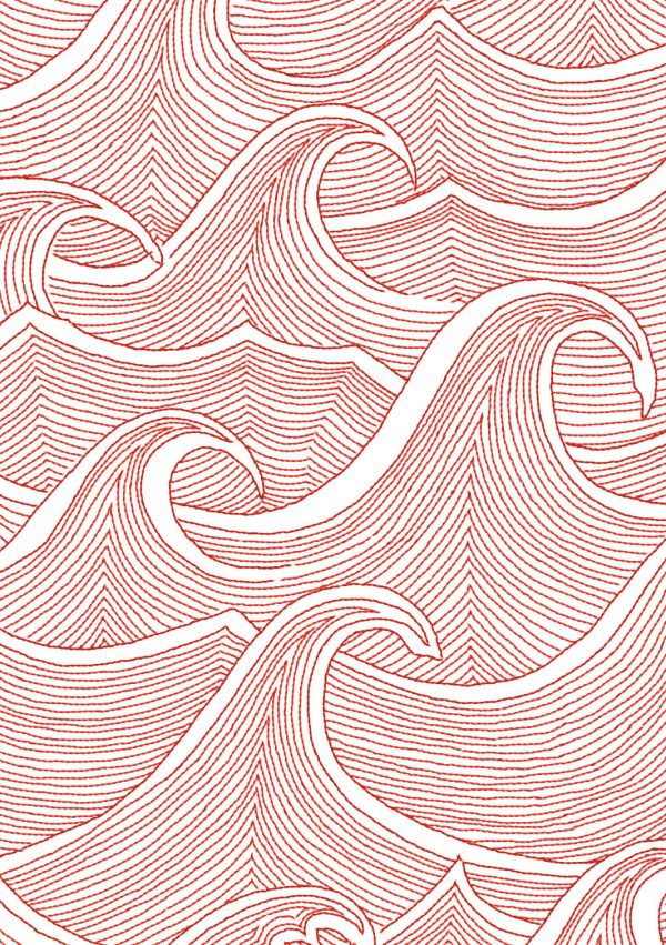 Waves  Wallpaper by Lingua Franca - Red on White on Sale