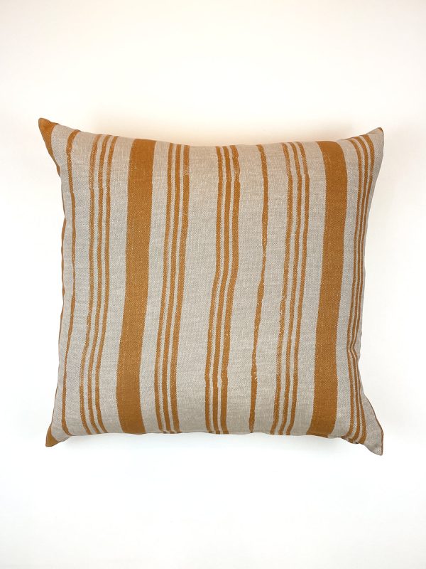 Painted Stripes  Throw Pillow by Nathan Turner - Terracotta on Flax Linen Online