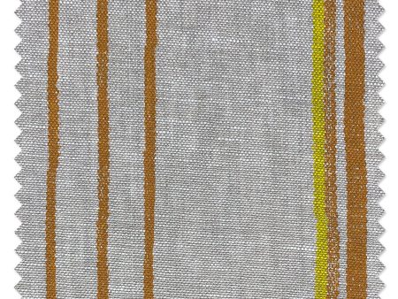 Fabric by the Yard - Two Tone Stripe - Terracotta & Daffodil on Flax Linen Online Sale