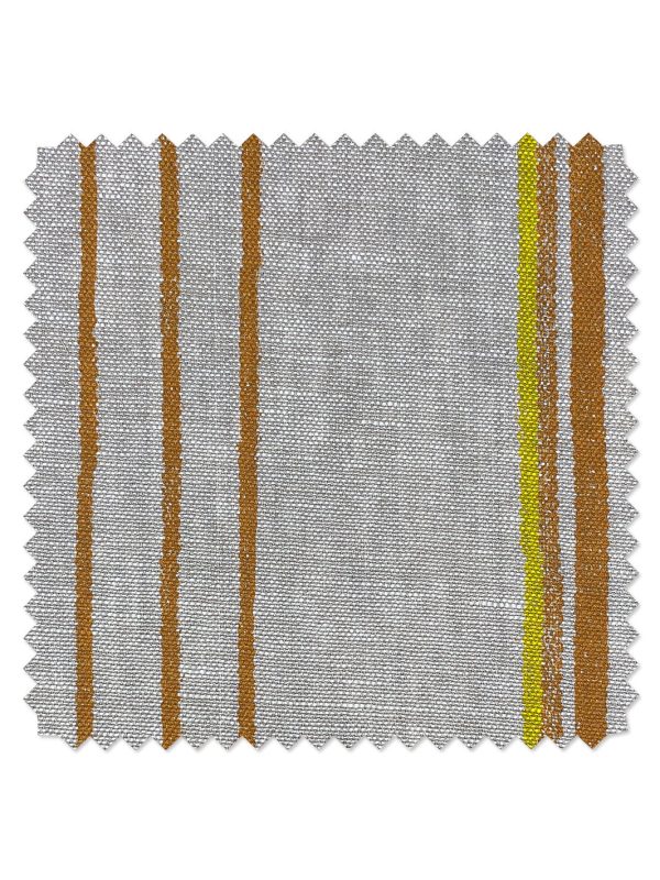 Fabric by the Yard - Two Tone Stripe - Terracotta & Daffodil on Flax Linen Online Sale