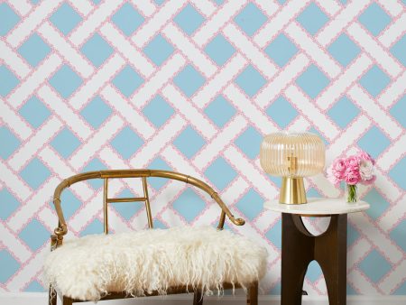 Barbie™ Trellis  Wallpaper by Barbie™ - Pink   Blue Fashion