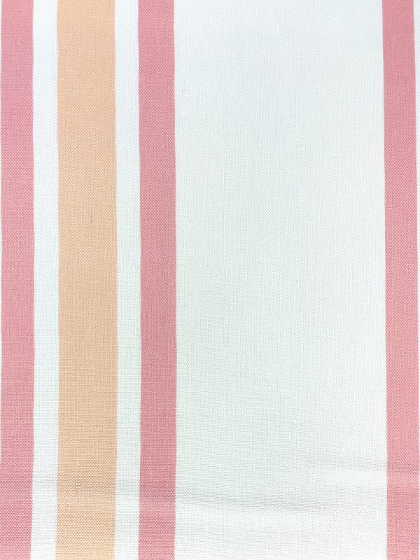 Fabric by the Yard - Between the Lines - Peach Pink on Linen on Sale