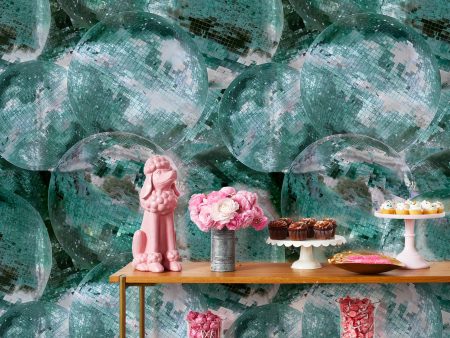 Barbie™ Disco Ball  Wallpaper by Barbie™ - Aqua on Silver Mylar Online Hot Sale