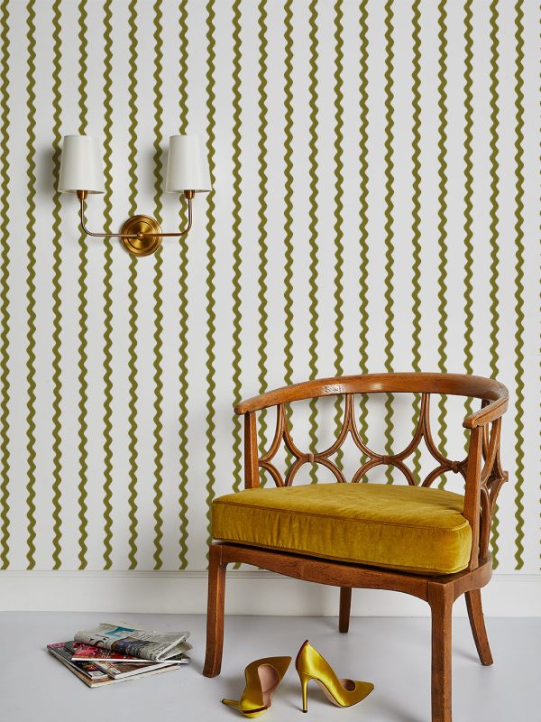 Ric-Rac Stripe on White  Wallpaper by Sarah Jessica Parker - Olive Online now