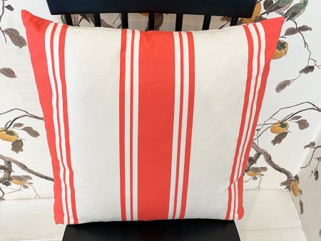 Yorkshire Stripe  Throw Pillow - Red on Organic Twill Online now