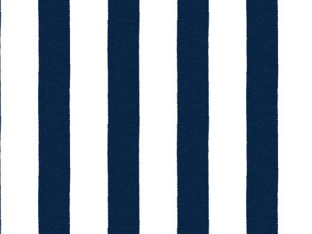 Grosgrain Stripe on White  Wallpaper by Sarah Jessica Parker - Navy Sale