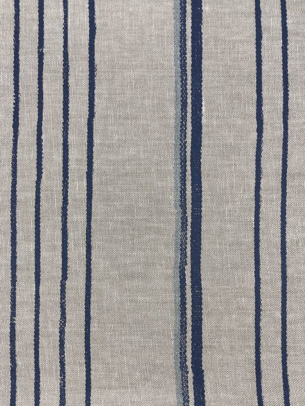 Fabric by the Yard - Two Tone Stripe - Navy & Sky on Linen For Cheap