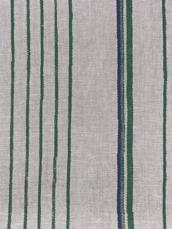 Fabric by the Yard - Two Tone Stripe - Green & Blue on Linen For Discount