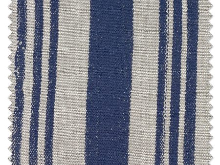 Fabric by the Yard - Painted Stripes - Navy on Flax Linen Sale