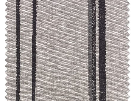 Fabric by the Yard - Two Tone Stripe - Black & Gray on Flax Linen Supply