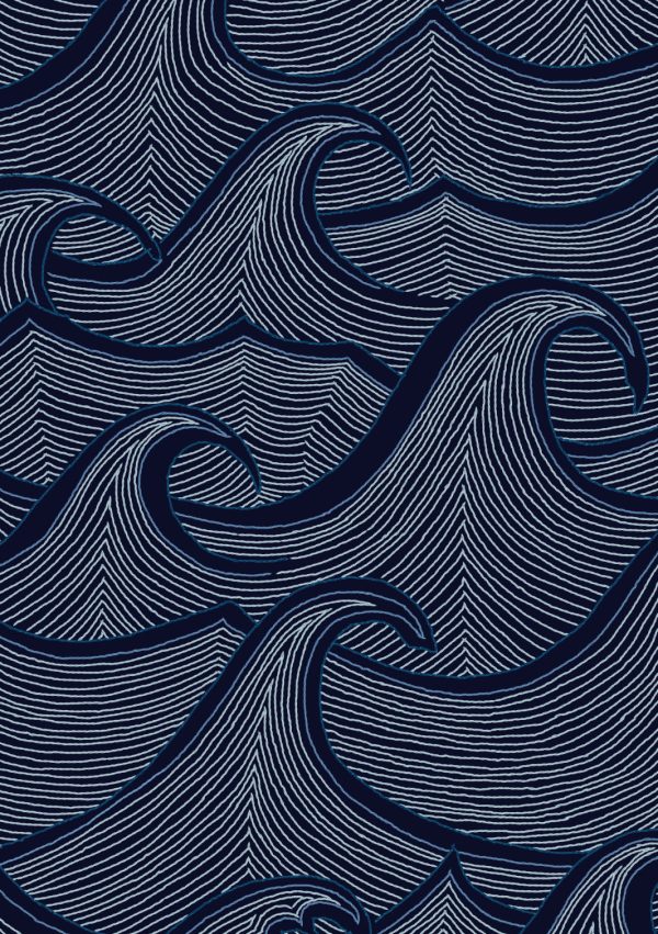 Waves Two Tone  Wallpaper by Lingua Franca - Navy Online