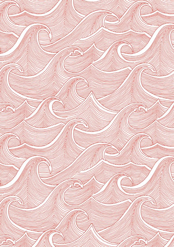 Waves  Wallpaper by Lingua Franca - Red on White on Sale