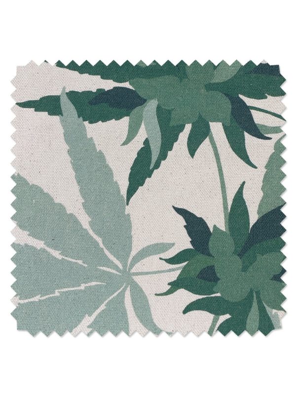 Fabric by the Yard - Cannabis - Natural on Linen For Sale