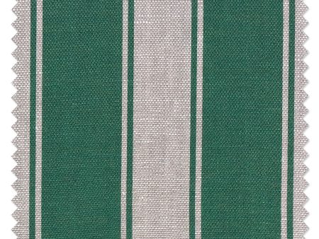 Fabric by the Yard - Ojai Stripe - Green on Flax Linen Online