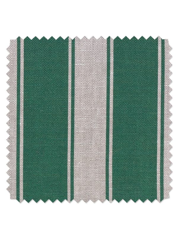 Fabric by the Yard - Ojai Stripe - Green on Flax Linen Online