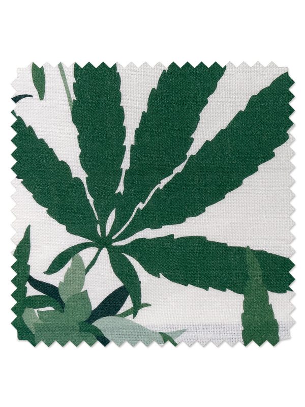 Fabric by the Yard - Cannabis - Natural on Linen For Sale