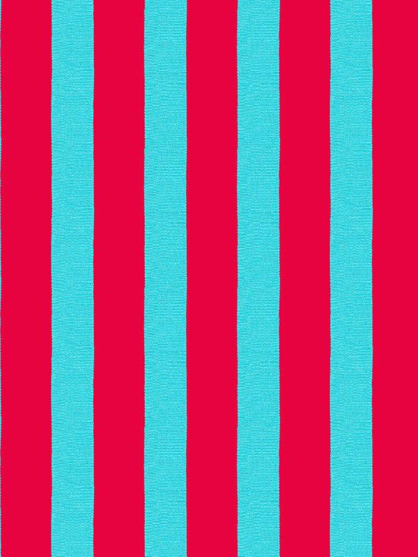 Grosgrain Stripe  Wallpaper by Sarah Jessica Parker - Scarlet Capri Blue Supply