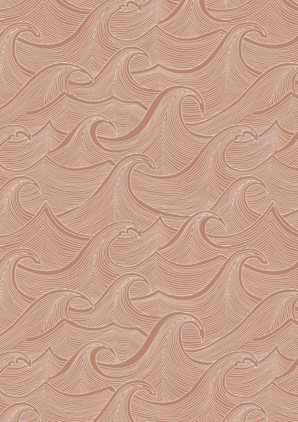 Waves Two Tone  Wallpaper by Lingua Franca - Clay For Sale