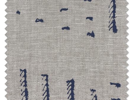 Fabric by the Yard - Stitch - Navy on Flax Linen on Sale