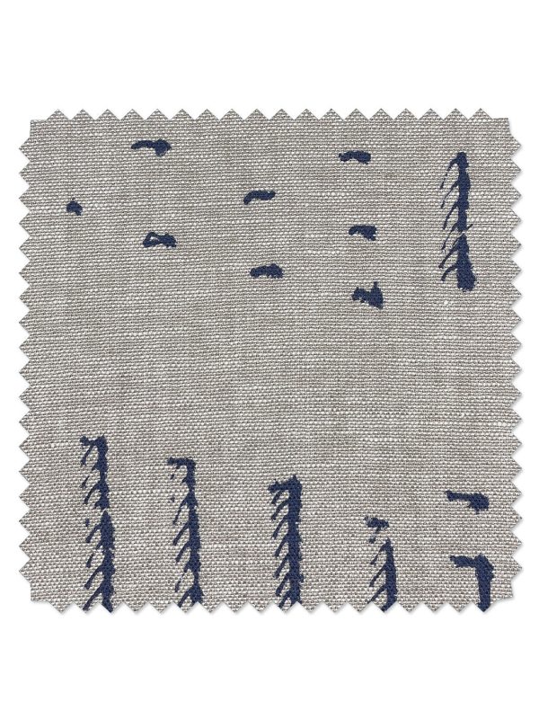 Fabric by the Yard - Stitch - Navy on Flax Linen on Sale