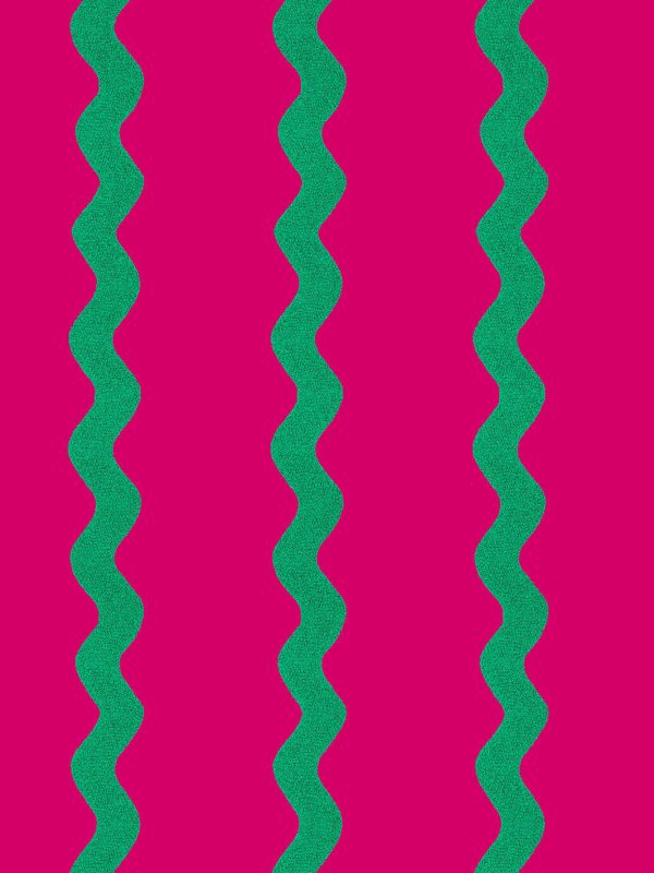 Ric-Rac Stripe  Wallpaper by Sarah Jessica Parker - Raspberry Emerald For Cheap