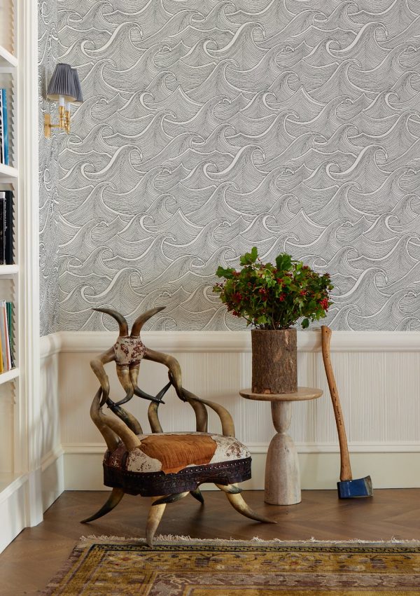 Waves  Wallpaper by Lingua Franca - Black on White Online Hot Sale