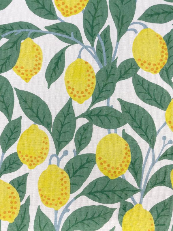 Fabric by the Yard - Lemons - Natural on Organic Twill Cheap