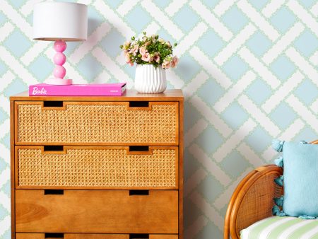 Barbie™ Trellis  Wallpaper by Barbie™ - Pale Blue   Green on Sale