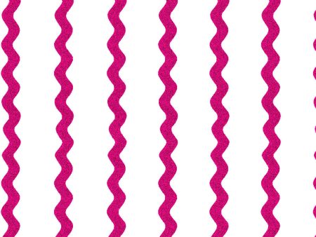 Ric-Rac Stripe on White  Wallpaper by Sarah Jessica Parker - Raspberry Discount