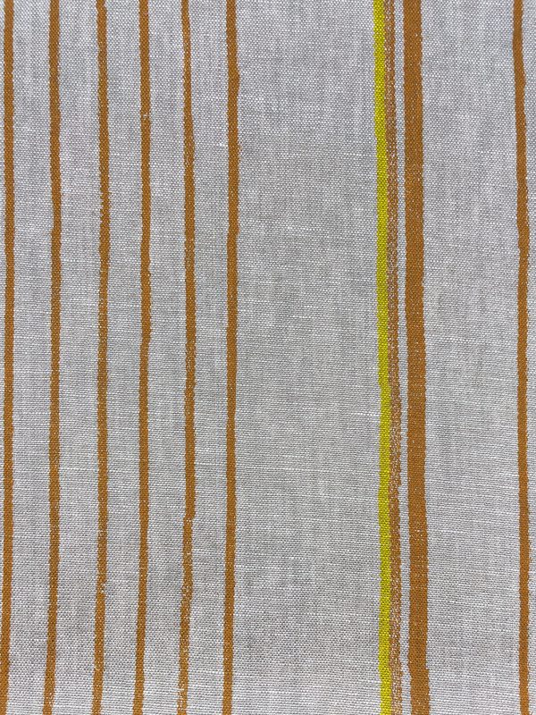 Fabric by the Yard - Two Tone Stripe - Terracotta & Daffodil on Flax Linen Online Sale